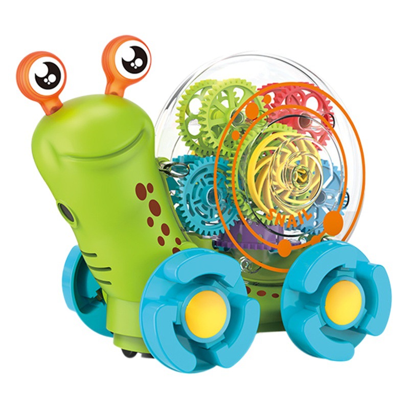 Tiktok mismo engranaje transparente Caracol coche luz música Universal de proyección juguete eléctrico para niños puesto en el mercado nocturno caliente