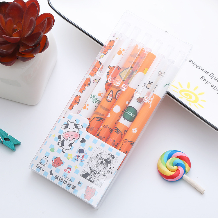 En caja push pen estudiante creativo ins pluma de gel de prensa de alto aspecto lindo papelería de oficina pluma de firma a base de agua