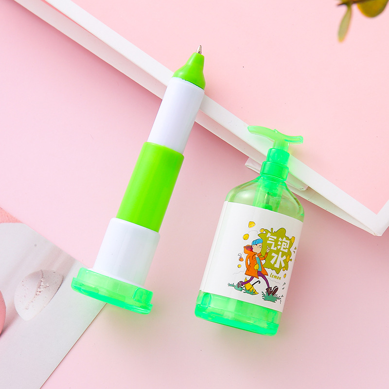 Tarro de bebida de dibujos animados bolígrafo telescópico papelería linda estudiante premio regalo al por mayor creativo desinfectante de manos bolígrafo