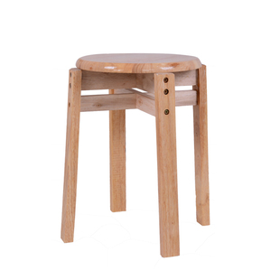 Solid Wood Round Stool Reinforced Round Stool Hotel Stool Overlapping Dining Stool Student Stool Household Small Bench Adult Stool Bench
