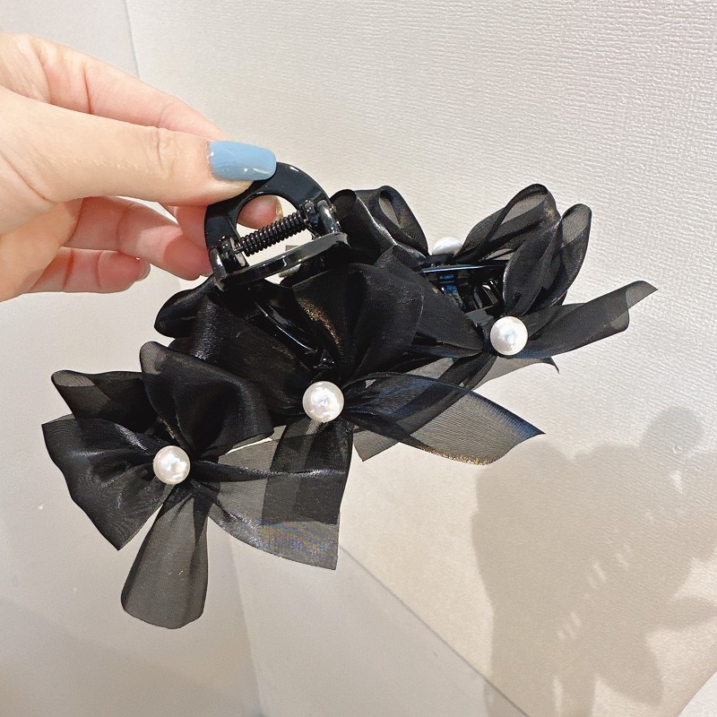 Acrylic, Organza Material Bow Knot Pattern Women's Gender Vintage Style Women's Bow Knot Arylic Organza Hair Claws