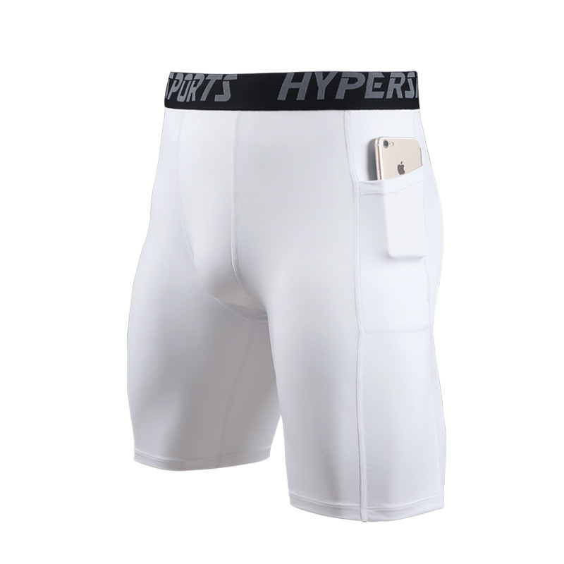 Pantalones Cortos Pro de Compresión Deportivos para Hombre de Poliéster con Bolsillos para Correr y Gimnasio