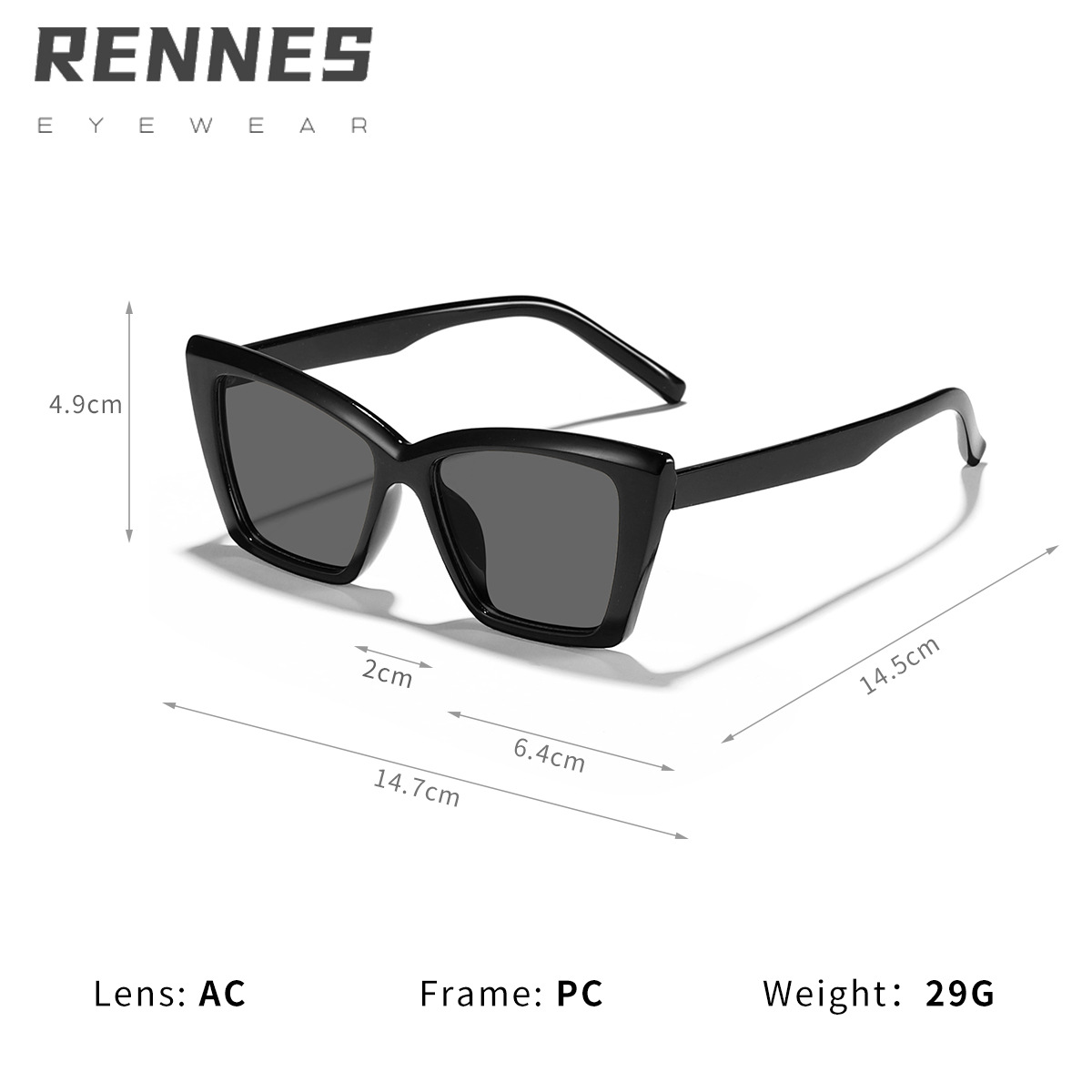 2024 nuevas gafas de sol con sombra de ojo de gato de marco grande de personalidad europea y americana