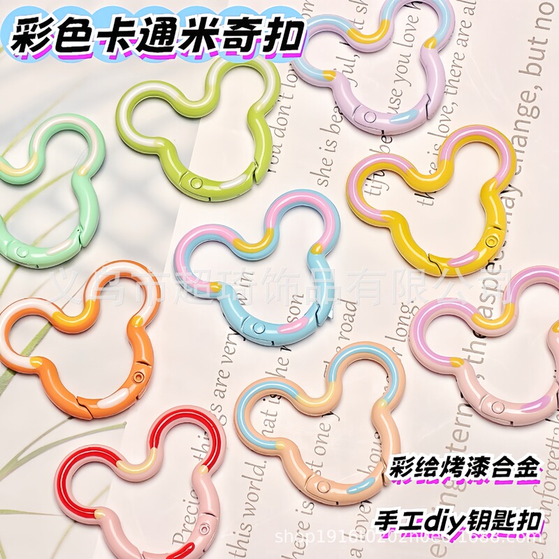 Painted Paint Cartoon Mickey Spring Buckle Personality Pendant DIY Doll Hanging Buckle Bag Keychain Accessories Painted Paint Cartoon Mickey Spring Buckle Personality Pendant DIY Doll Hanging Buckle Bag Keychain Accessories