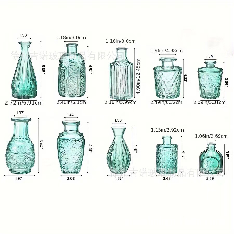 Luz de lujo simple retro mini jarrón de vidrio en vidrio de viento pequeño jarrón de flores flores flores secas flores decoración de oficina