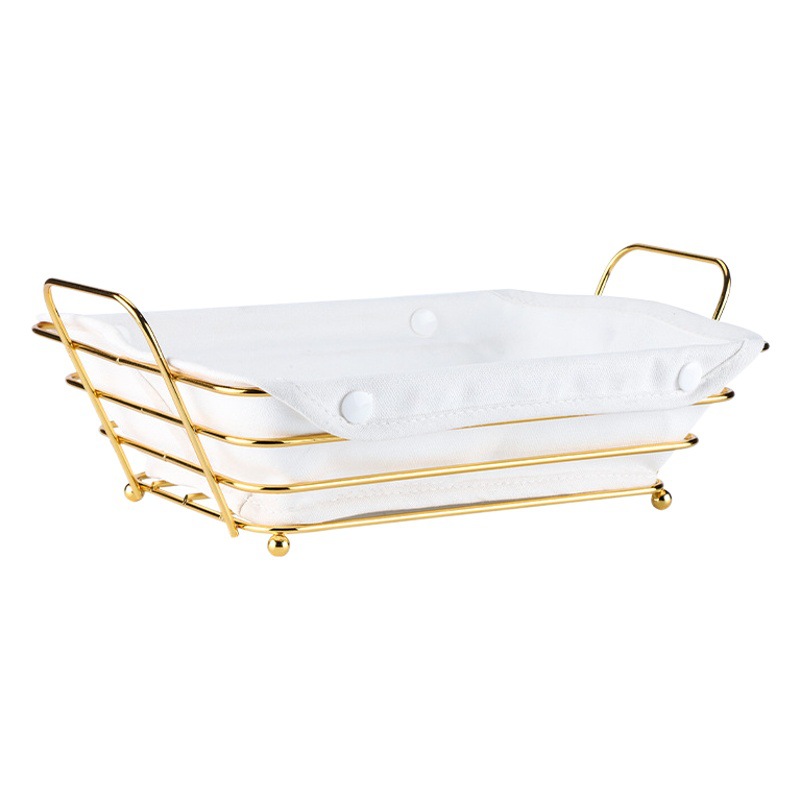Cesta de almacenamiento de hierro forjado rectangular Cesta de pan de estilo ins Cesta de almacenamiento de frutas Cesta de almacenamiento de escritorio hueca Cesta de almacenamiento para el hogar