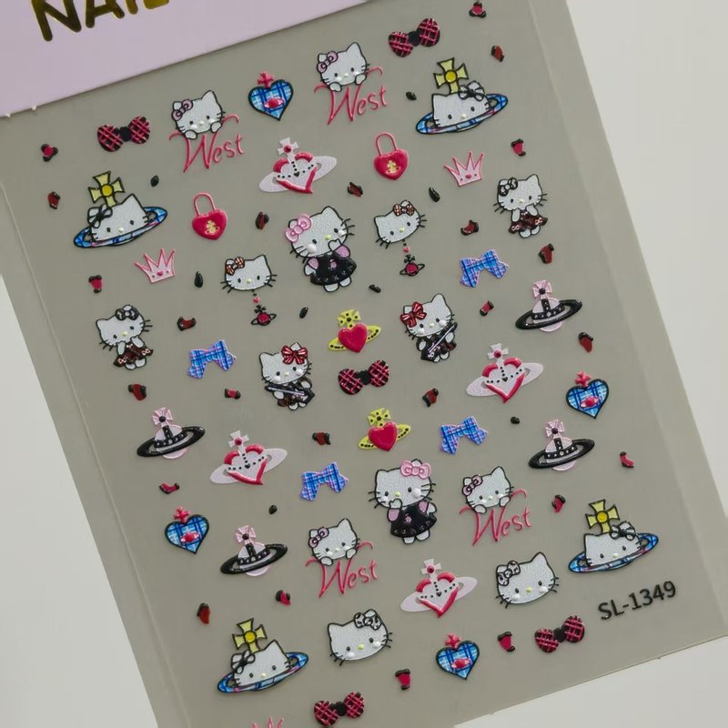可爱KT猫美甲贴纸5D浮雕立体卡通hellokitty猫指甲贴纸饰品 SL款|undefined