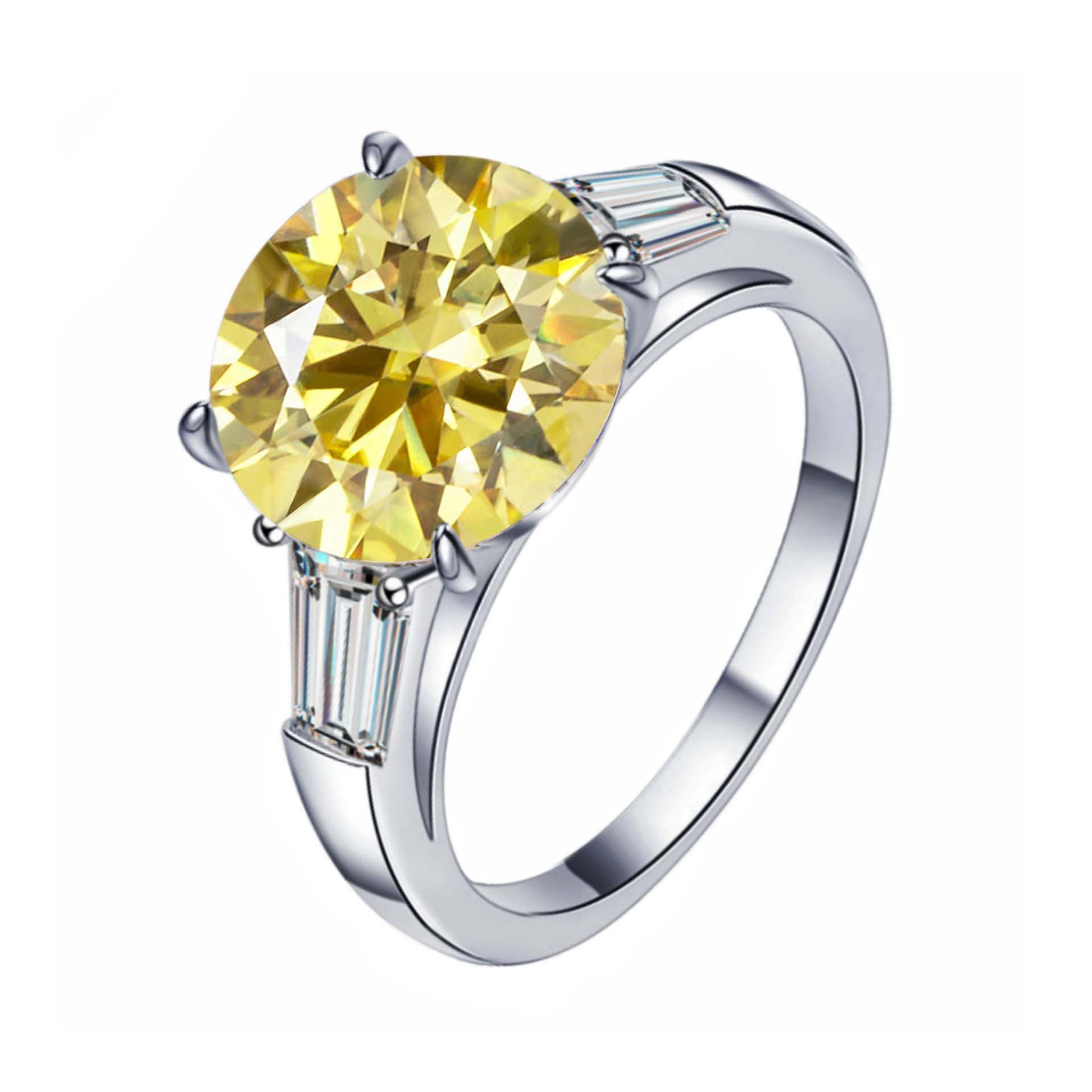 S925 plata esterlina de 5 quilates anillo de piedra de moissan, anillo de compromiso elegante de alta calidad