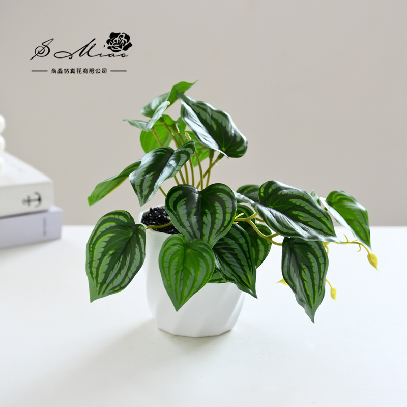 Flor artificial planta verde colgante cesta tortuga hoja pequeño bonsai flor artificial interior decoración creativa maceta artificial