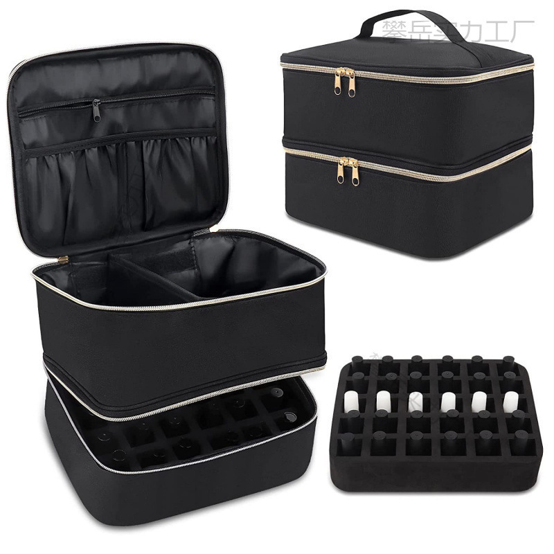 New Nail Polish Portable Bag, Double-Layer Nail Polish Storage Bag, Can Accommodate Bottles, Makeup Bag Storage Bag