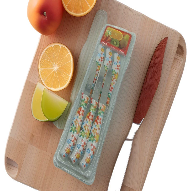 Clearance fruit knife stainless steel knife paring knife household sharp knife kitchen peeling knife handle printed knife