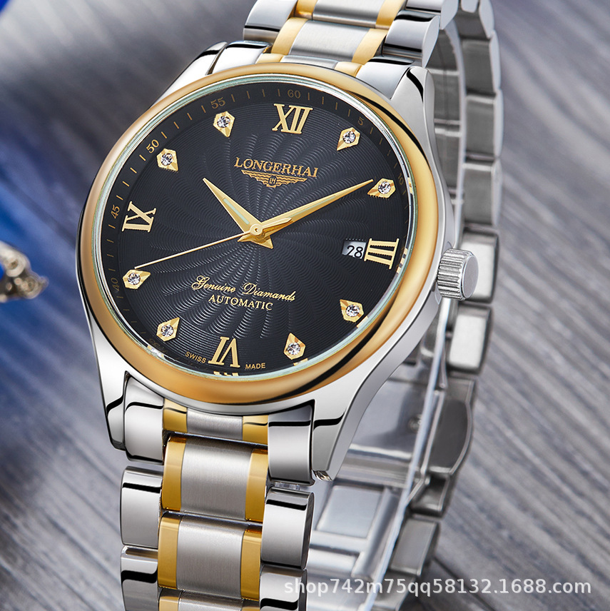 2024 New Men's Mechanical Watch Fully Automatic Mechanical Watch Men's Hollow Steel Band Black Brown Genuine Leather Luminous Needle Watch