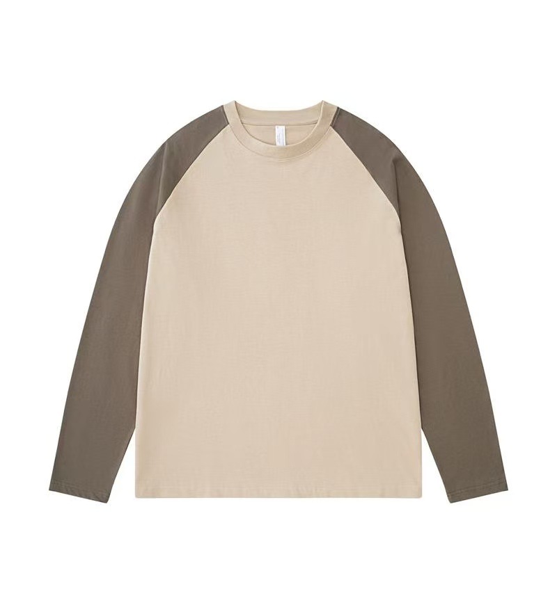Men's Clothing Men's Color Block Raglan Sleeve Long Sleeve T-Shirt Loose Fit Casual Versatile Solid Color Trendy Couple Style Top_voghion.com