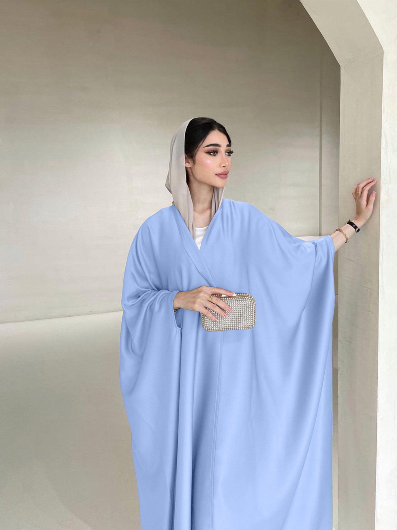 2026 Spring/Summer New Middle Eastern Style Robe Coat, Fashionable Elegant, Soft And Lightly Draped Batwing Sleeve_ecoleips.com