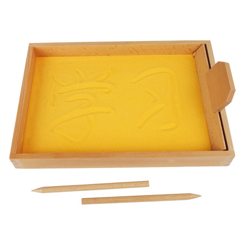Educación temprana Montessori jardín de infantes bandeja de arena material didáctico niños bebé arena pintura caja de arena jardín de infantes caligrafía práctica bandeja