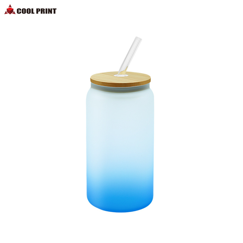 Suministro directo de fábrica de transferencia de calor Amazon 16oz vaso de sublimación de color gradiente mate transparente lata de Cola
