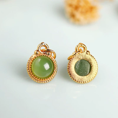 Zərgərlik ara hissələri — Hetian jade accessories, hollow DIY - jasper-round-pendant-approximately-6mm-single