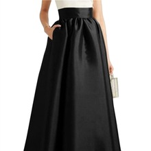 跨境2023秋季日韩新款高腰长款纯色半身裙女