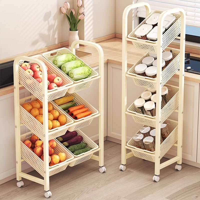 フルーツ収納バスケット、野菜収納ラック、スナック収納ラック、隙間整理ラック、家庭用大容量層状収納ラック|undefined