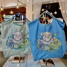 日系ballchain包刺绣可爱小猪环保购物斜挎帆布包单肩托特通勤包