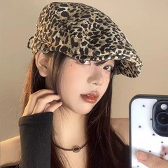 美式复古辣妹豹纹前进帽女y2k小众街头高颜值显脸小日系休闲帽子