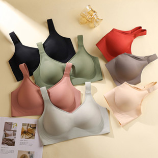 Gloss Solid Color One-piece Jelly Strip Underwear Women's Gather-up Collapsed Parammary Big Chest Small and No-Mark Large Size Sports Bra
