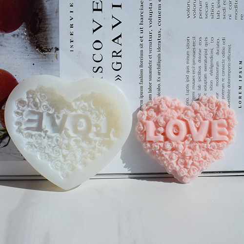 Valentine's Day LOVE Heart-Shaped Rose Car Air Freshener Gypsum Pendant DIY Diffuser Stone & Homemade Candle Mold