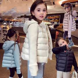 女童轻薄羽绒棉服冬装2026新款洋气小女孩新品内胆儿童连帽外套潮