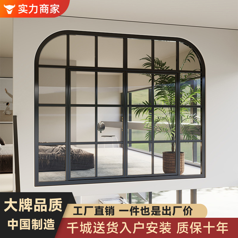 Ventanas arqueadas retrógradas francesas de hierro forjado viejas casas de arte de vidrio reforzado ventanas de FRP puertas interiores ventanas abiertas