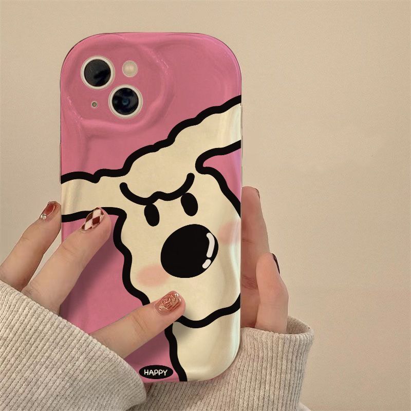粉底皱眉小狗适用苹果15PROMAX手机壳iPhone14个性13趣味12软壳11|undefined