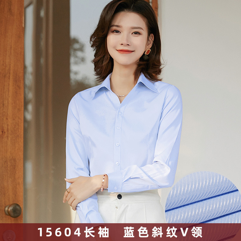 白いシャツの女性の長袖の新型の職業の仕事服の白い面接のシャツの気質の職業はスーツのシャツの作業服を詰めます。|undefined