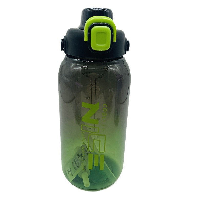 Veilon mano con paja taza de plástico 1000ml taza de plástico transparente gradiente calibración deportivo botella espacial