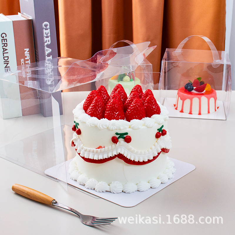 4 pulgadas mousse de cumpleaños transparente portátil de 4 pulgadas caja de pastel de 5 pulgadas 8 pulgadas caja de pastel de 6 pulgadas caja de pastel de palomitas de maíz