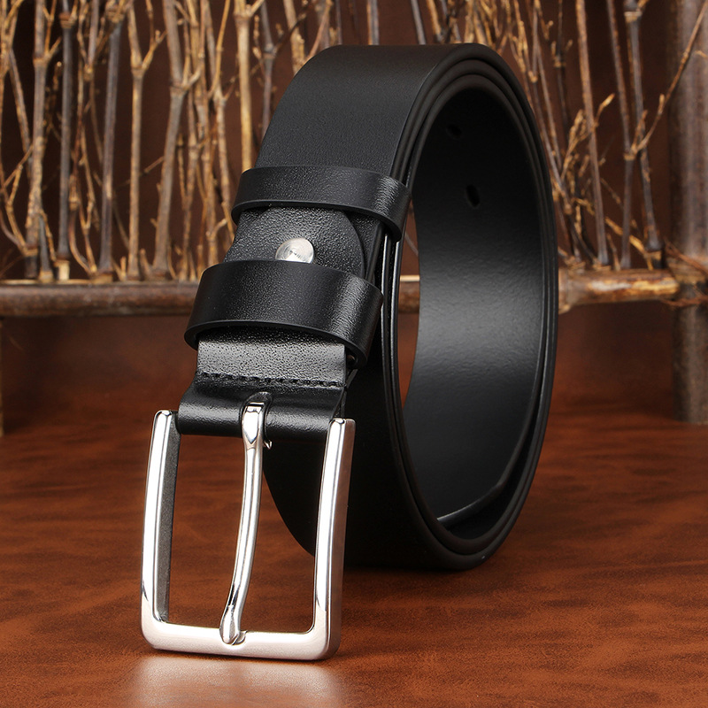 皮带男士真皮青年潮腰带男休闲中年头层牛皮裤带不锈钢针扣 belt