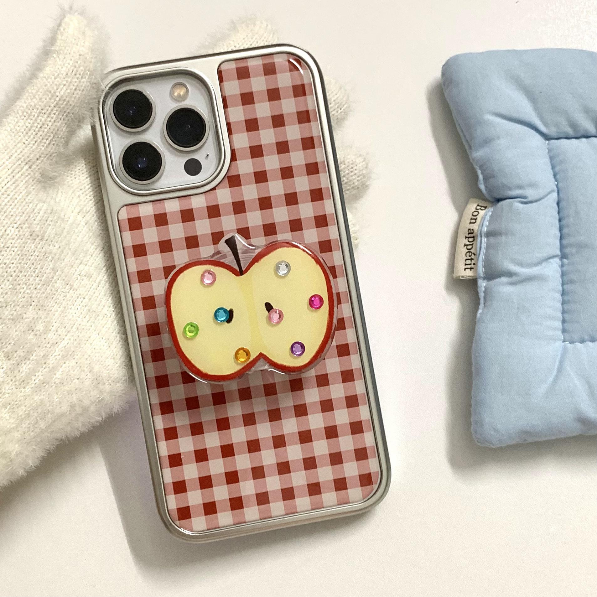 Diamante de color a cuadros rojo de alta calidad Apple para iPhone 15Pro funda para teléfono móvil 16ProMax epoxi 14/13