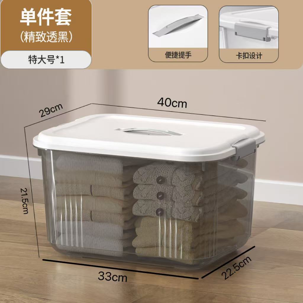 Caja de almacenamiento plástico con tapa portátil ecológica varios tamaños image 27