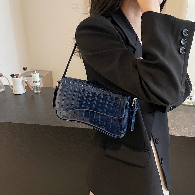 Bolso de textura transfronteriza 2025, nuevo bolso de hombro retro de piedra, piel esmaltada, bolso de moda de mujer