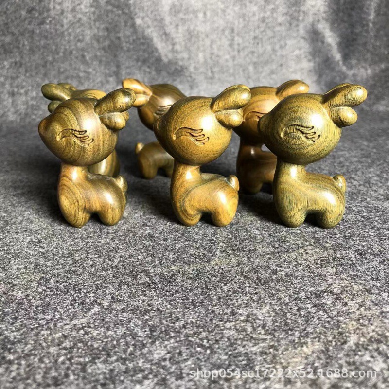 緑檀小鹿木彫り置物新年装飾木造工芸品木製品文遊びハンドル誕生日プレゼント|undefined