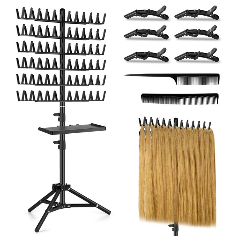 Cross-Border New Hair Braiding Stand, Wig Organizing Stand with Tray, Dreadlock Hair Extension Tool, Adjustable and Retractable
