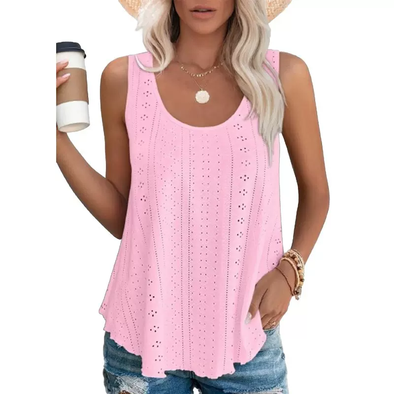 欧美跨境2025春夏亚马逊独立站新款外贸圆领宽松无袖T恤上衣现货