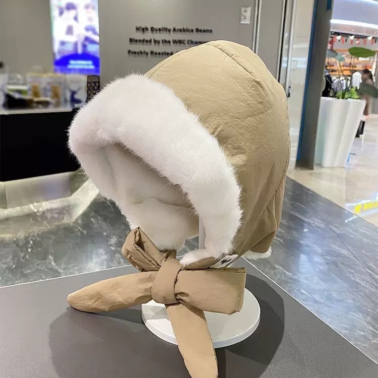 女秋冬雷锋帽韩版户外骑行季防寒保暖加厚包头帽大头围包包两用帽|undefined