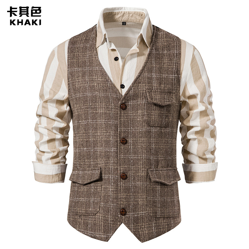Gilet da uomo in tweed Gilet di grandi dimensioni_voghion.com