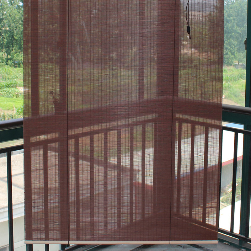 Household Balcony Sunshade Partition Bamboo Curtain Roller Shutter Shading Anti-mosquito Bamboo Curtain Chinese Style Tea Room Lifting Bamboo Curtain Antique Style