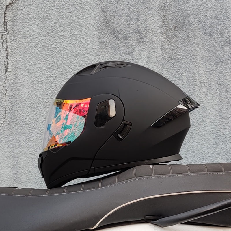 Motocicleta con doble espejo, casco para hombres y mujeres, casco para motocicletas, cuatro estaciones, cola de locomotora, casco Bluetooth, nuevo estándar nacional
