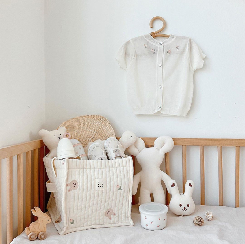 Beige Quilted Cotton Bear Baby Diaper Children's Clothing Storage Basket Toy Storage Square Storage Basket Household Cloth Basket Beige Quilted Cotton Bear Baby Diaper Children's Clothing Storage Basket Toy Storage Square Storage Basket Household Cloth Basket