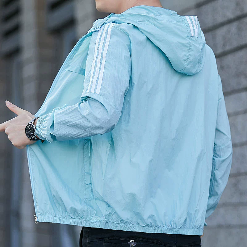 Breathable sun protection clothing, summer silk ultra thin jacket with hood