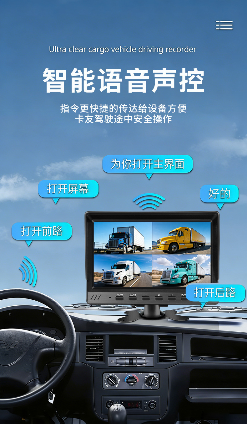 7inch In-Car 4-Channel All-In-One Display Monitor 10inch Truck 4-Channel High-Definition Video Mp5 Truck Recorder