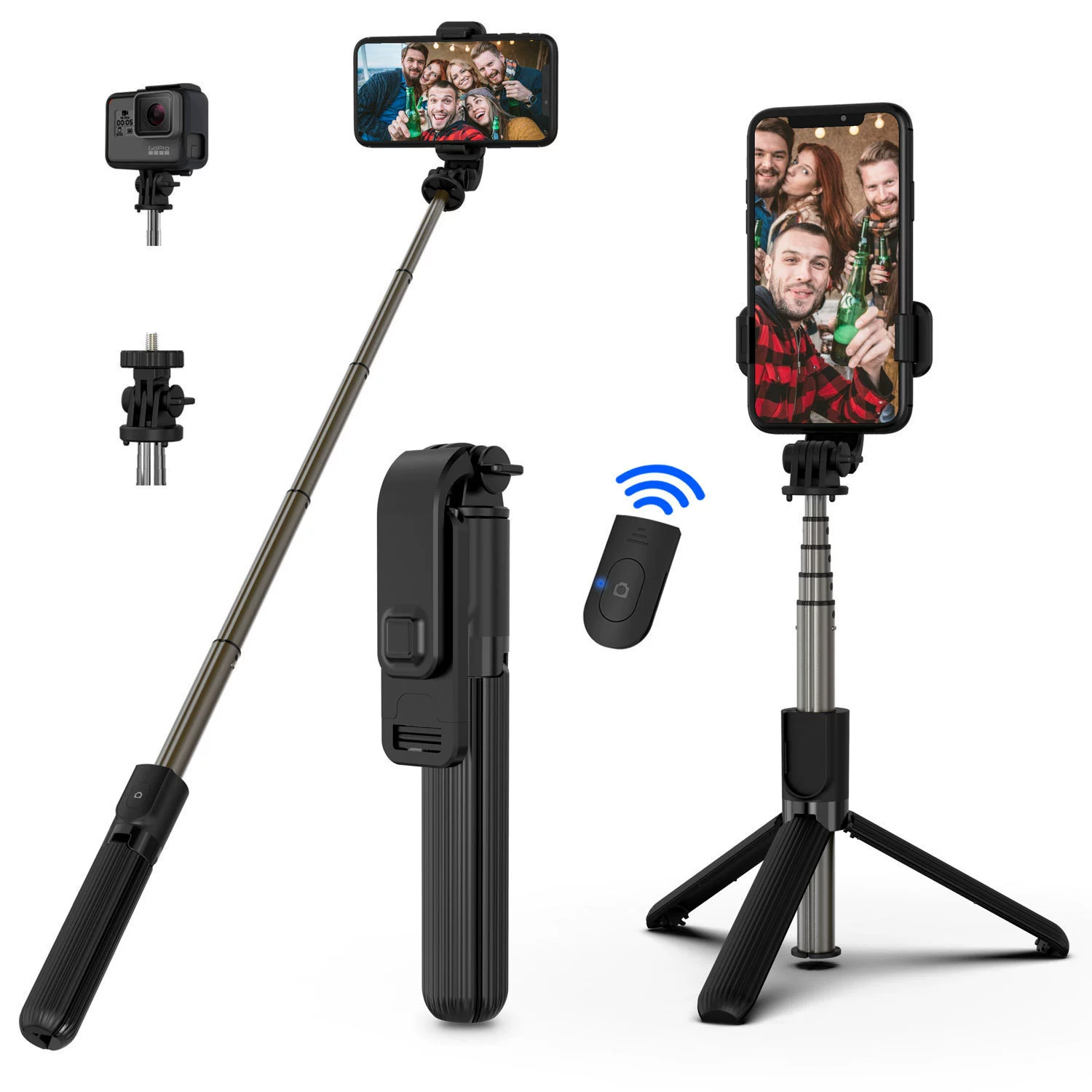 L03 Bluetooth монопод‑штатив 3-в-1 для селфи: настольный/напольный/ручной, складной, портативный для путешествий, для камер и экшн‑камер