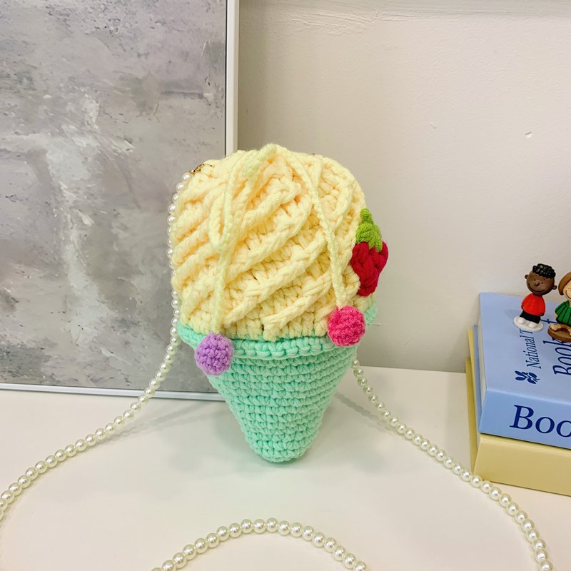 Caricatura encantadora bolsa de hombro de gancho para niños y niñas, helado dulce para padres e hijos, bolsa de mochila, otoño y invierno, nueva bolsa de fresa