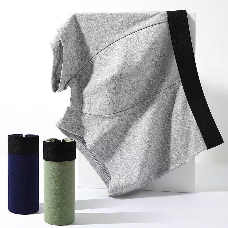 Men's underwear simple solid color boys soft and comfortable boxer antibacterial breathable plus size four-corner pants wholesale